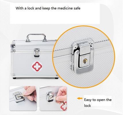 Large space with lock 20"inch  Aluminum  medicine case first aid metal drug container aluminum organizer