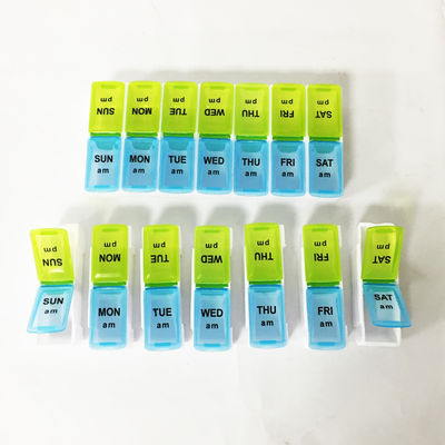Portable 14 Compartment Pill Box with 10 Compartments Made of PP Material