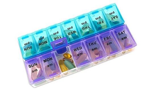 Wholesale gift premium  detachable am pm pill box  morning afternoon pill box promotion oem weekly pill box