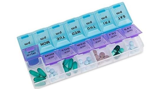 Wholesale gift premium  detachable am pm pill box  morning afternoon pill box promotion oem weekly pill box